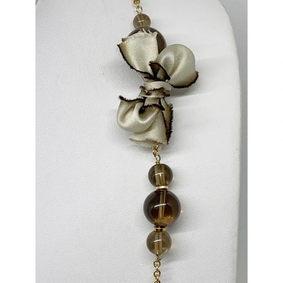 J. Crew Smoky Quartz Beads & Bows Necklace - Picture 2 of 3